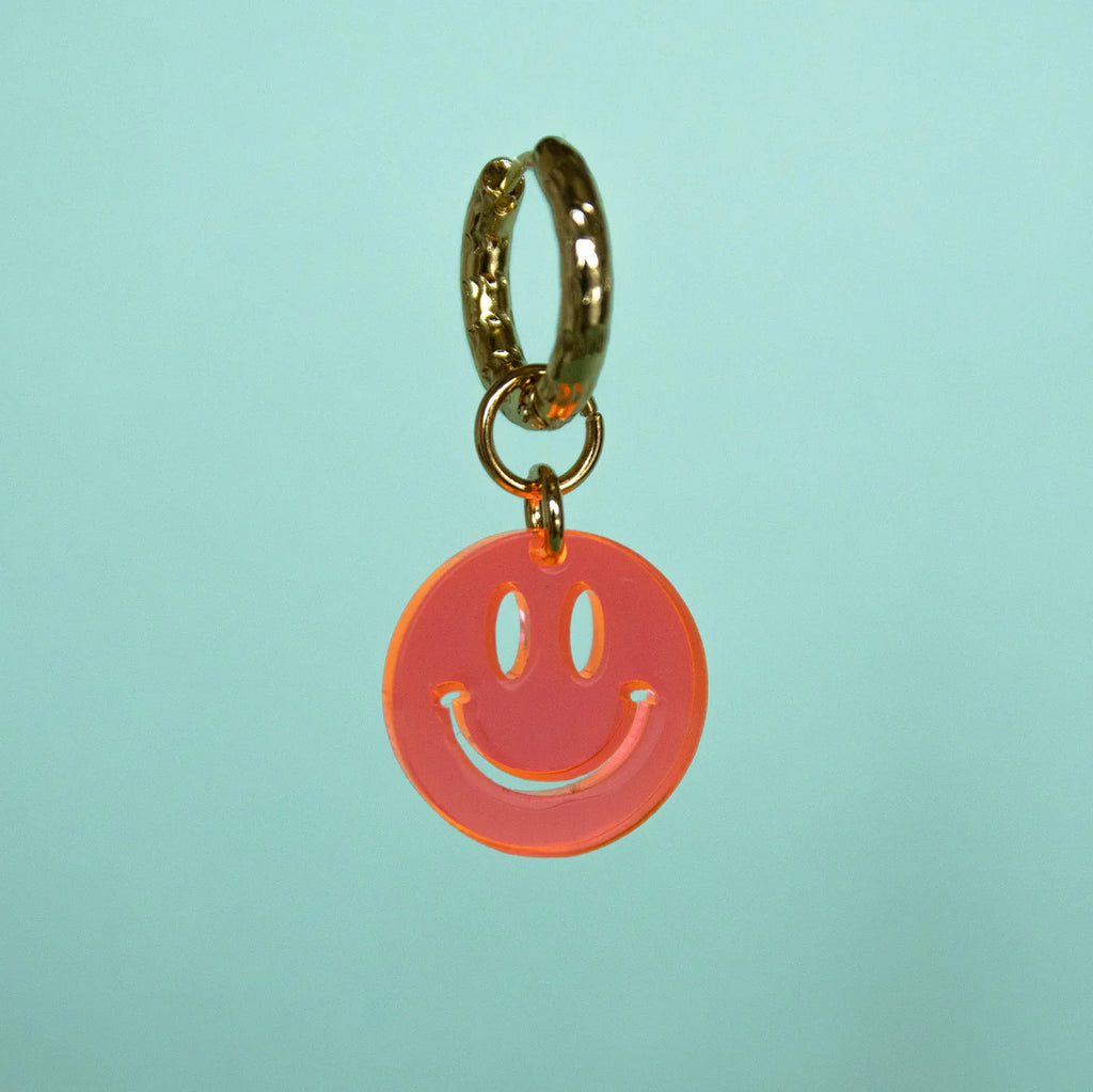 Neon Orange Smiley Hoop