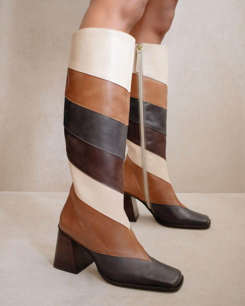Patchwork Leather Boots