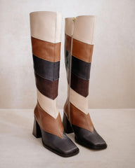 Patchwork Leather Boots