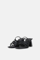 Vertigo Leather Asymmetric Strap Sandals