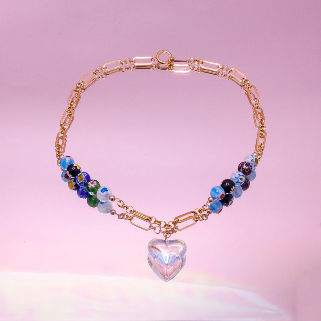 Bubbly Heart Necklace Transparent