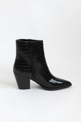 Black Croco Effet Ankle Boots