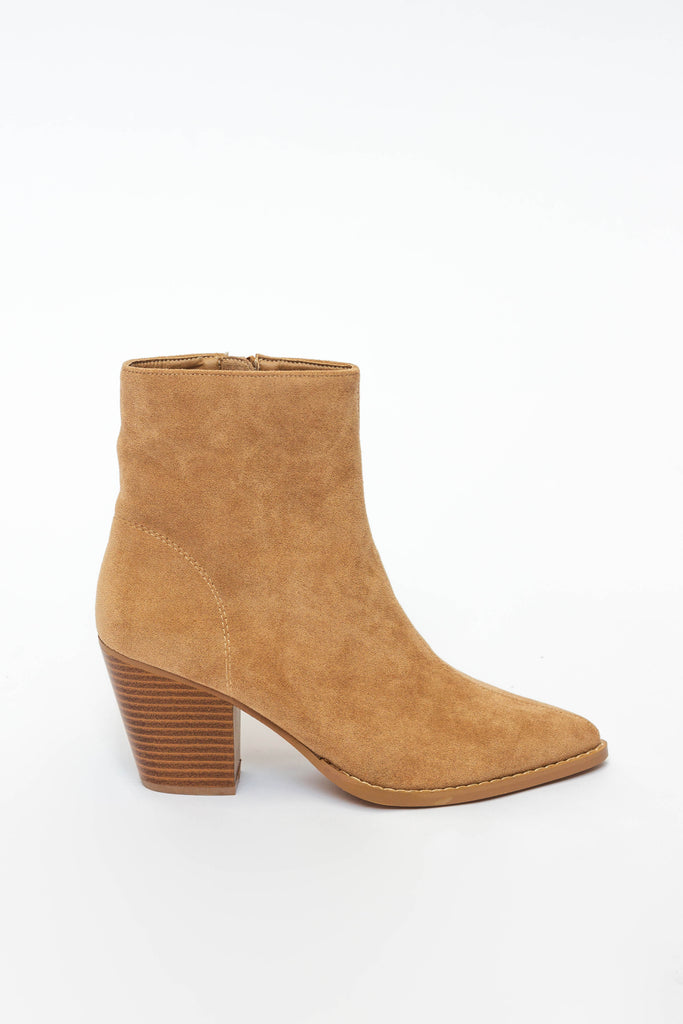Camel Suedette Ankle Boots