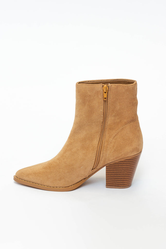 Camel Suedette Ankle Boots