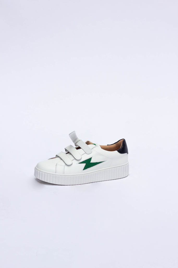 Leather Sneakers Green Lightning