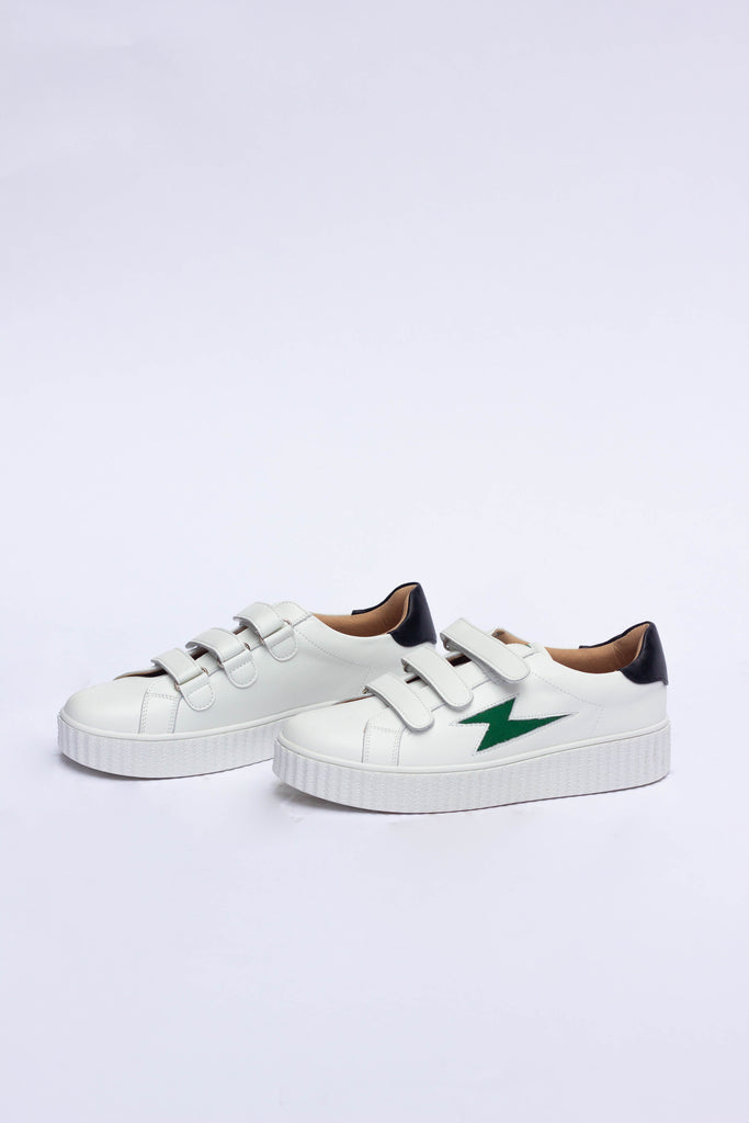 Leather Sneakers Green Lightning