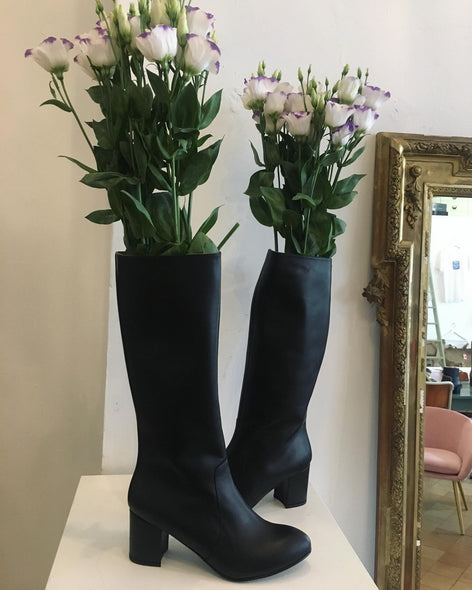 Elena Calf Leather Black Boots
