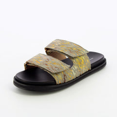 Gray and Gold Mules with Velcro