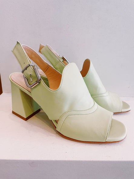 Mint green soft leather sandals