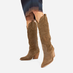 Western High Boots Natural